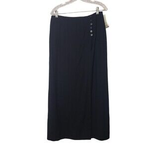 Vintage Jones New York Woolmark Navy Blue Maxi Skirt Womens Size 12 NEW